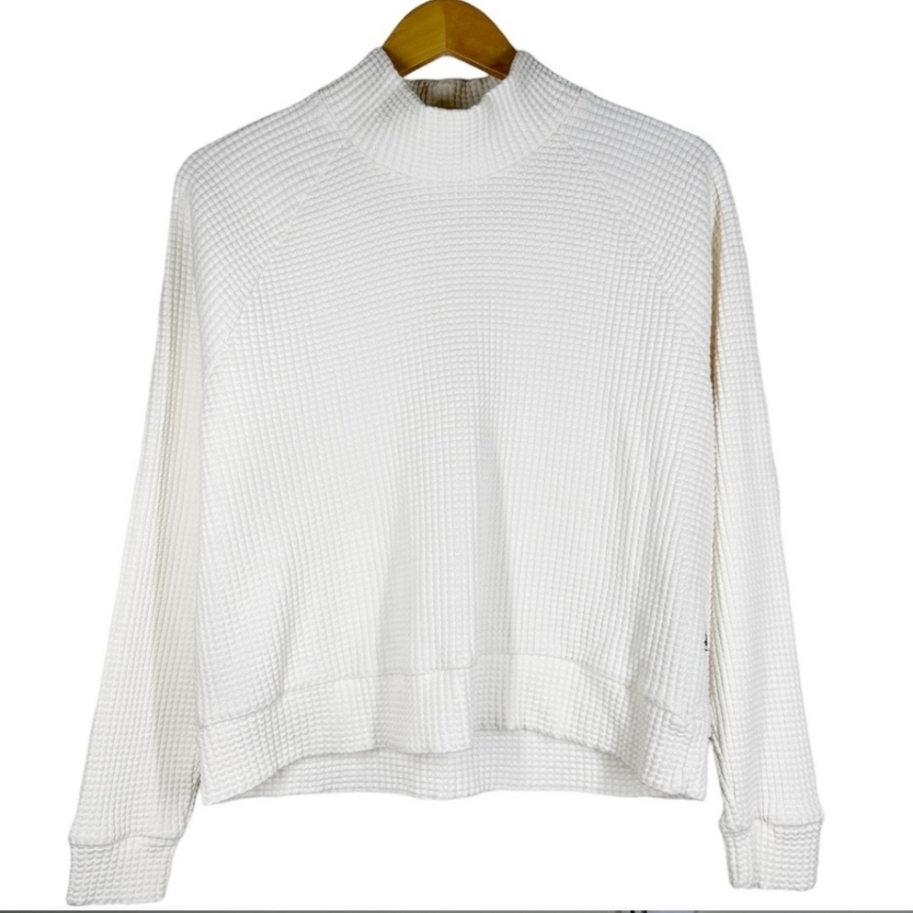 NorthFace Mock Neck Waffle Pullover in Ivory